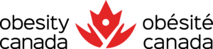 Logo of obesity canada, featuring the word "obesity" and "obésité" in black with a red maple leaf and the word "canada" in red beneath both terms.