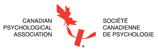 Logo of the canadian psychological association featuring a stylized red maple leaf and bilingual text in red and black.