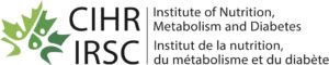 Logo of the cihr institute of nutrition, metabolism and diabetes, featuring a green abstract design next to bilingual english and french text.