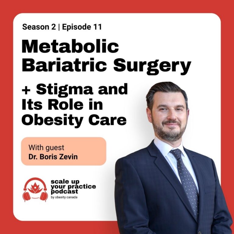 Scale up your practice podcast by Obesity Canada, Season 2 Episode 11: Metabolic Bariatric Surgery, Stigma, and its Role in Obesity Care with guest Dr. Boris Zevin